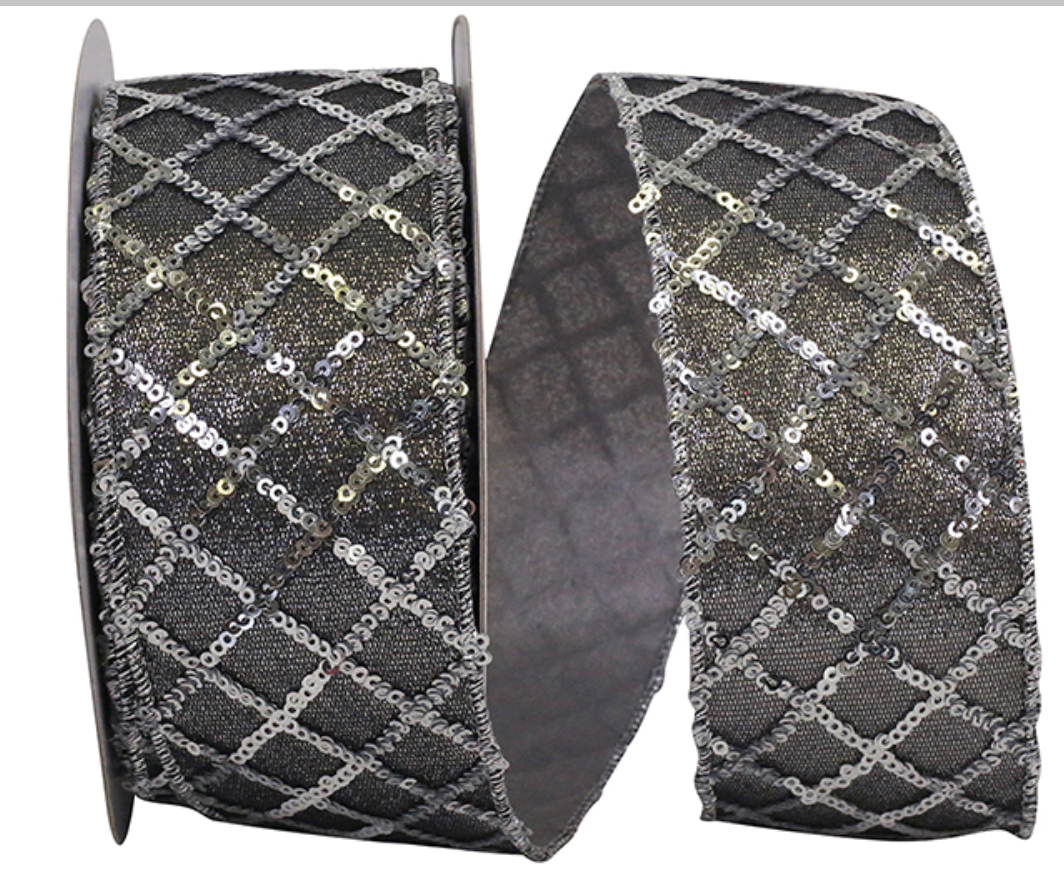 Sequin Glimmer Lattice Wired Ribbon 2.5