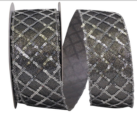 Sequin Glimmer Lattice Wired Ribbon 2.5"x10yards