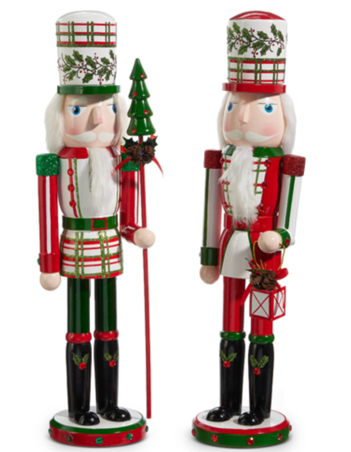 Plaid and Holly Nutcracker 17.75"