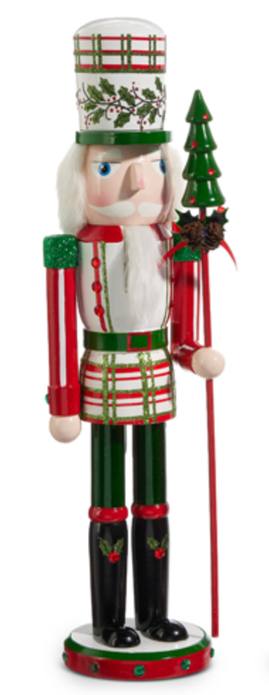 Plaid and Holly Nutcracker 17.75"
