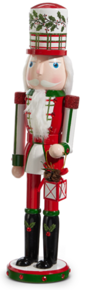 Plaid and Holly Nutcracker 17.75"
