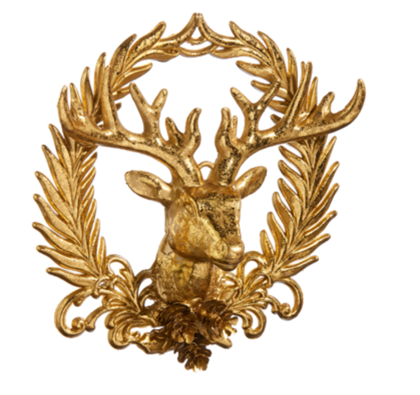Deer with Wreath Emblem Ornament