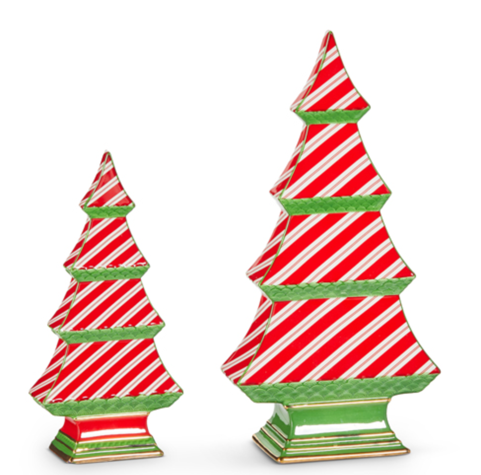 12.25" CANDY CANE STRIPE TABLETOP TREES