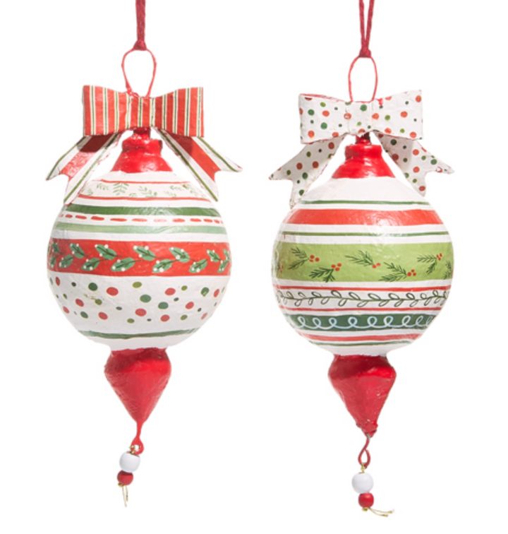 Christmas Paper Mache Finial Ornaments