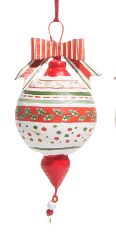 Christmas Paper Mache Finial Ornaments