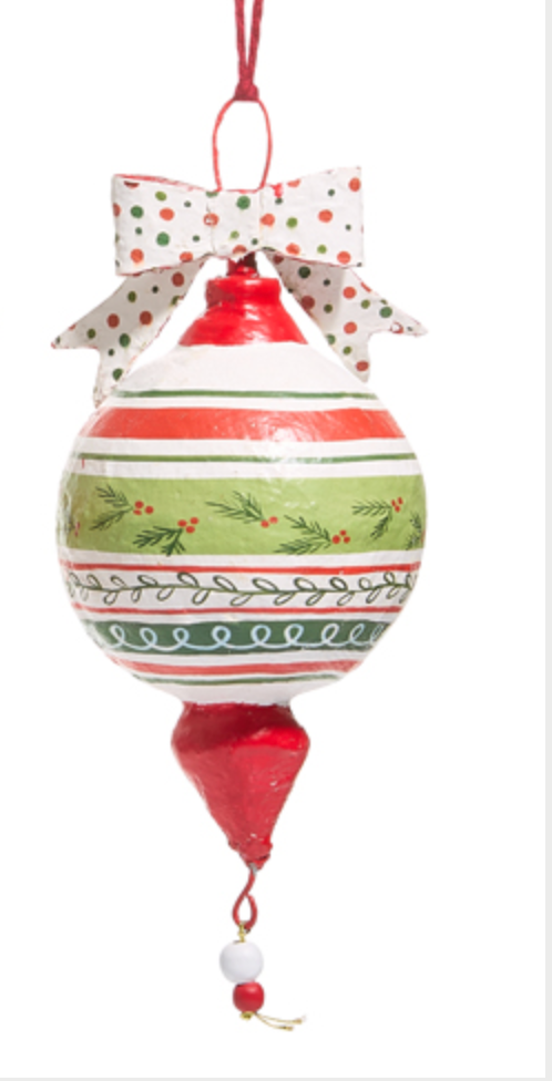 Christmas Paper Mache Finial Ornaments