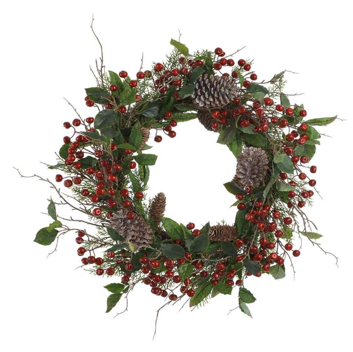 Berry, Pinecone, and Cedar Wreath 24"