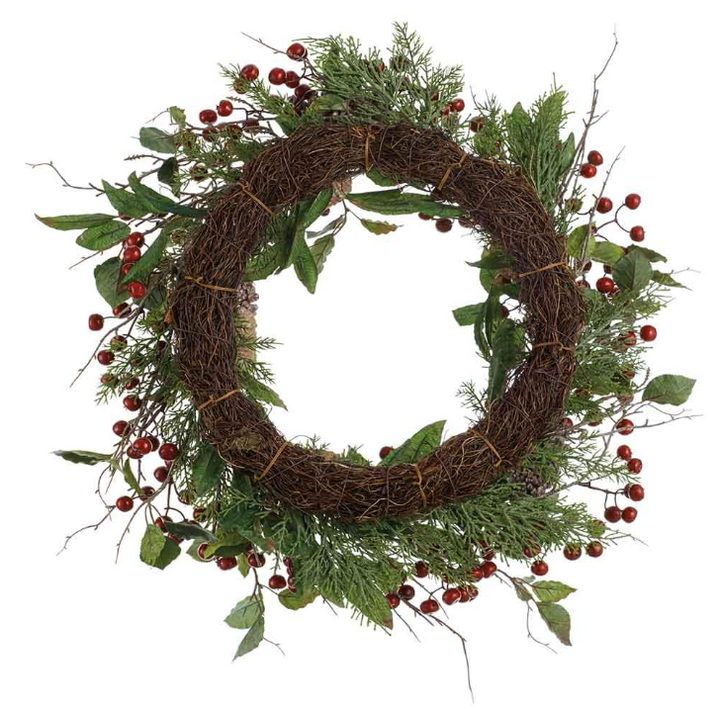 Berry, Pinecone, and Cedar Wreath 24"