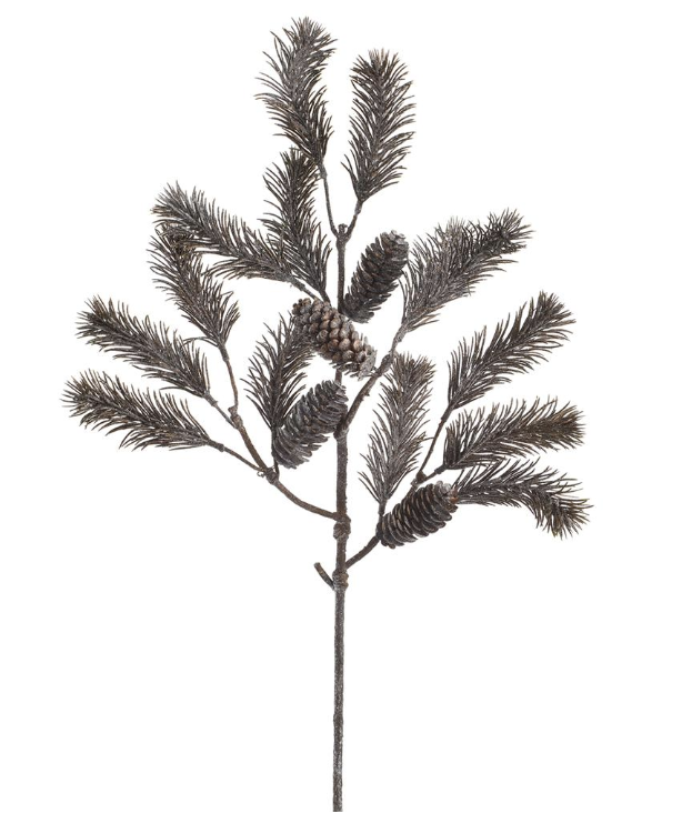 Glittered Pinecone and Pine Spray 29"