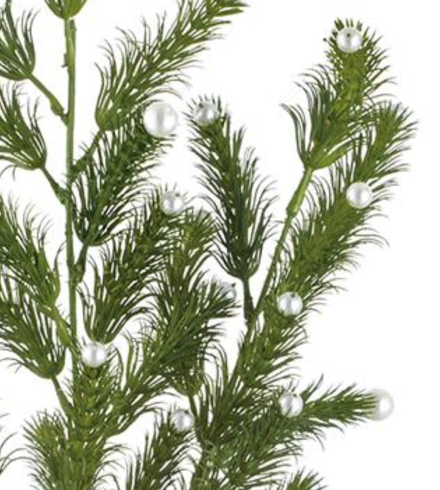 Pearl-Accented Pine Needle Spray 27"