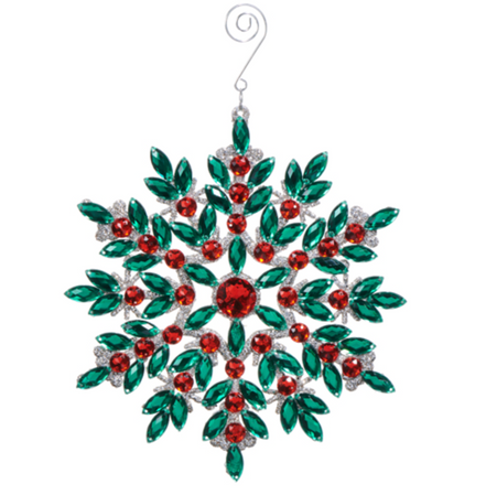 Red and Green Snowflake Ornament