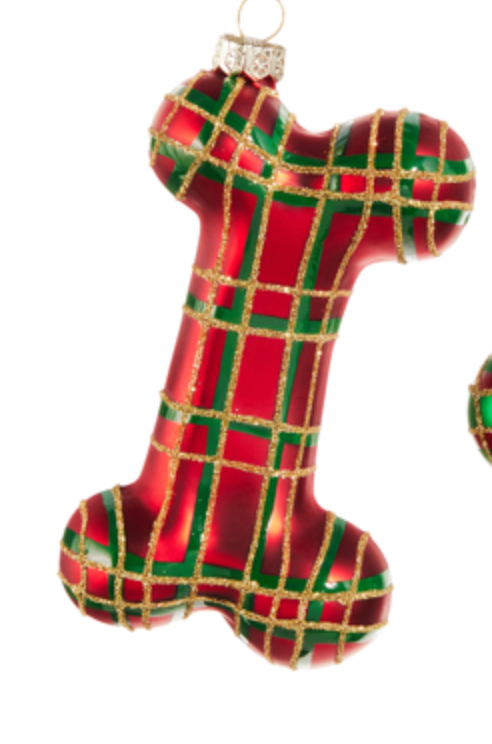 Plaid Dog Bone Ornament