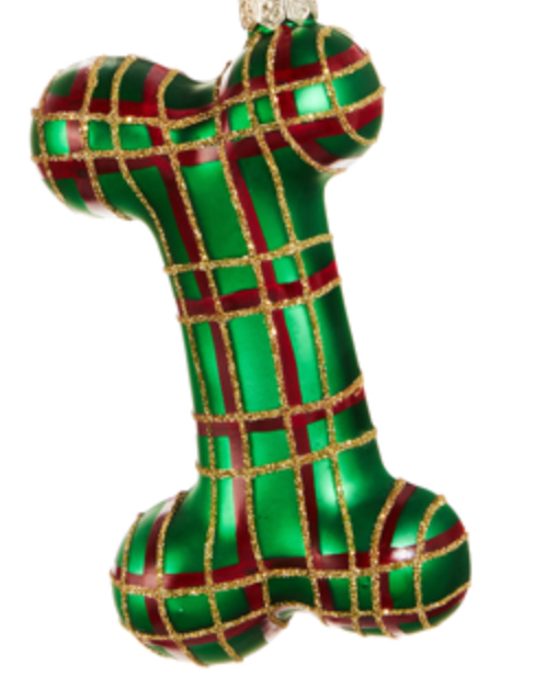 Plaid Dog Bone Ornament