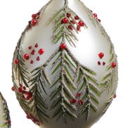 Frosted Pine and Berry Glass Ornament