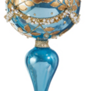 Iridescent Blue and Gold Leaf Finial Ornament
