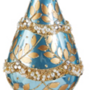 Iridescent Blue and Gold Leaf Finial Ornament