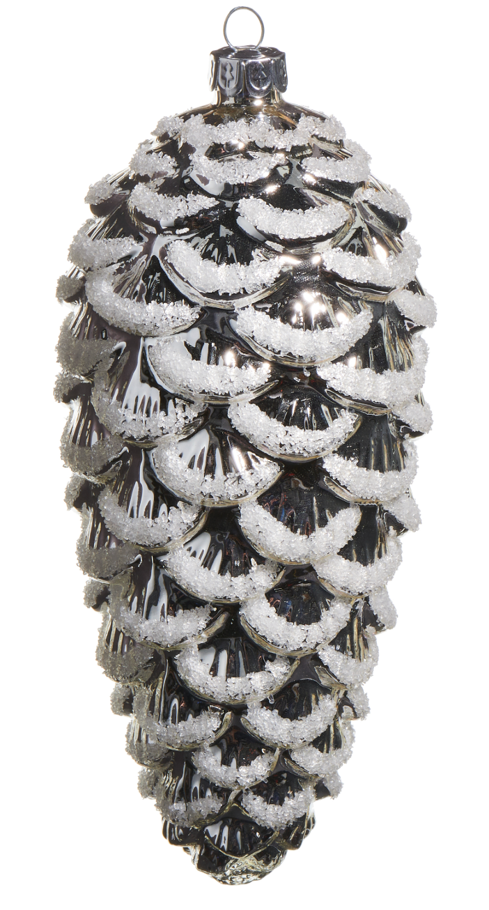 Silver Iced Pinecone Ornament