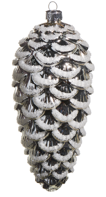 Silver Iced Pinecone Ornament