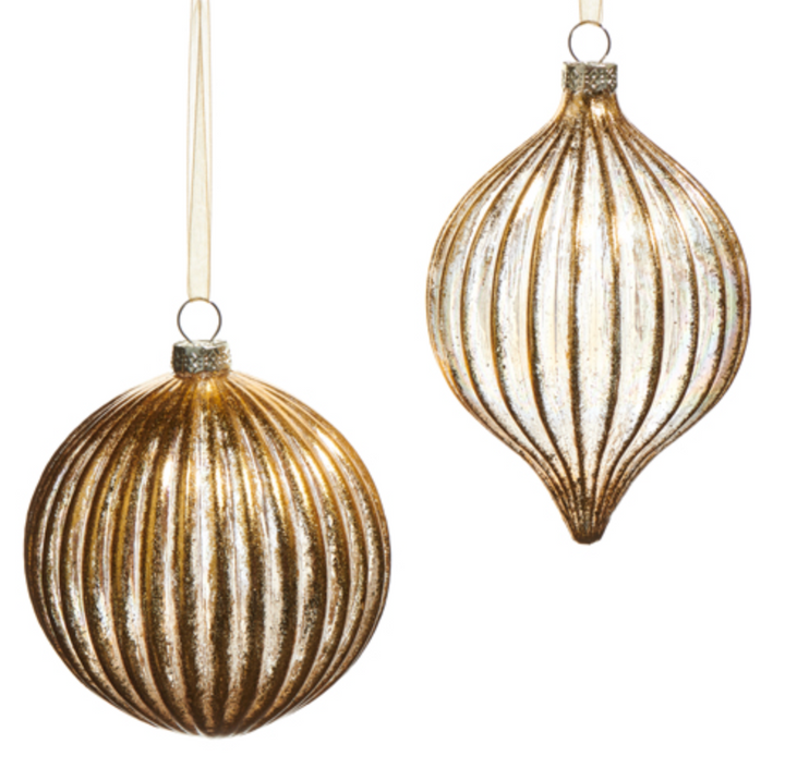 Gold Ribbed Luster Ornament