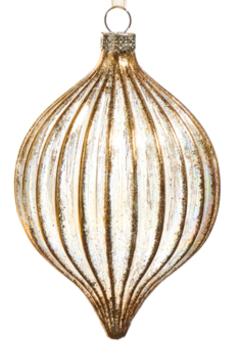 Gold Ribbed Luster Ornament