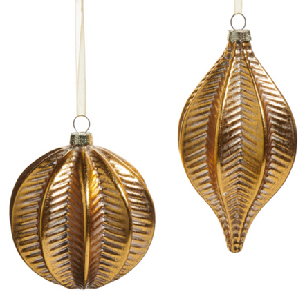 Gold Herringbone Ornament