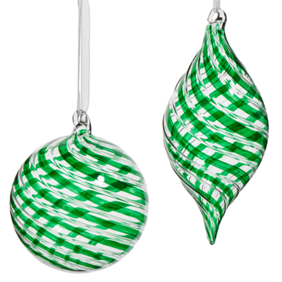 Green Swirl Glass Ornament
