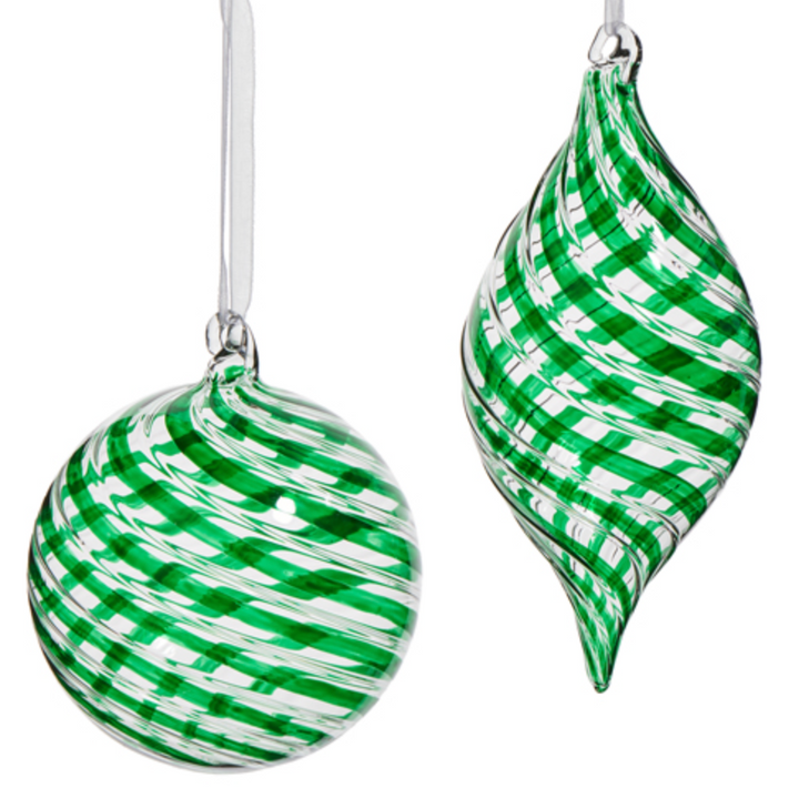 Green Swirl Glass Ornament