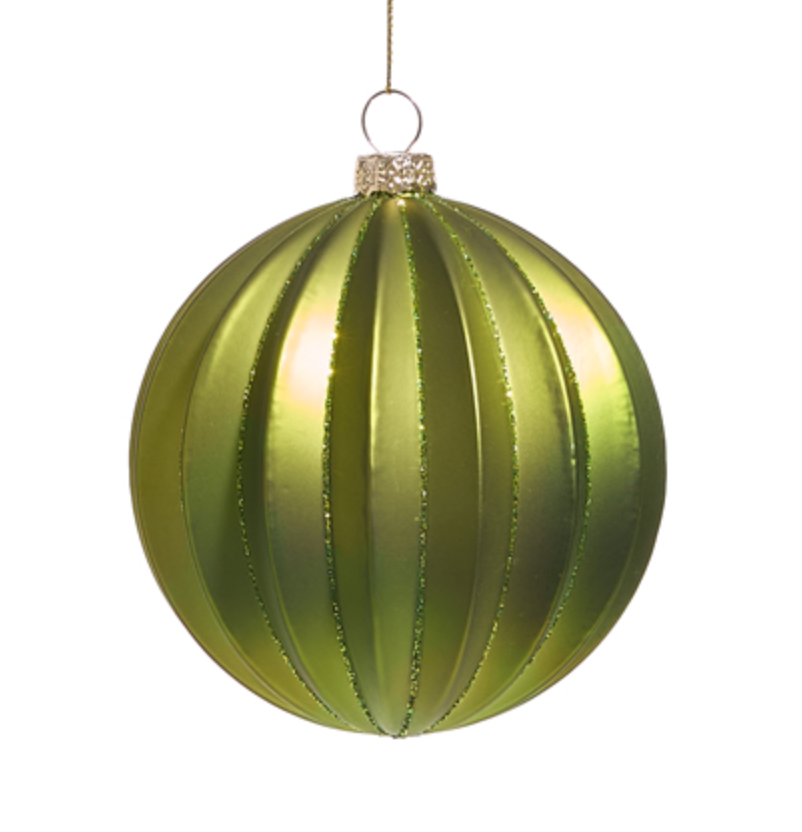 Green Ribbed Ornament