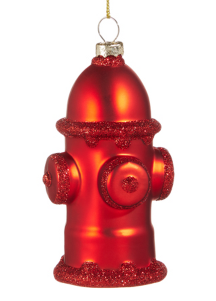 Holiday Hydrant Glass Ornament