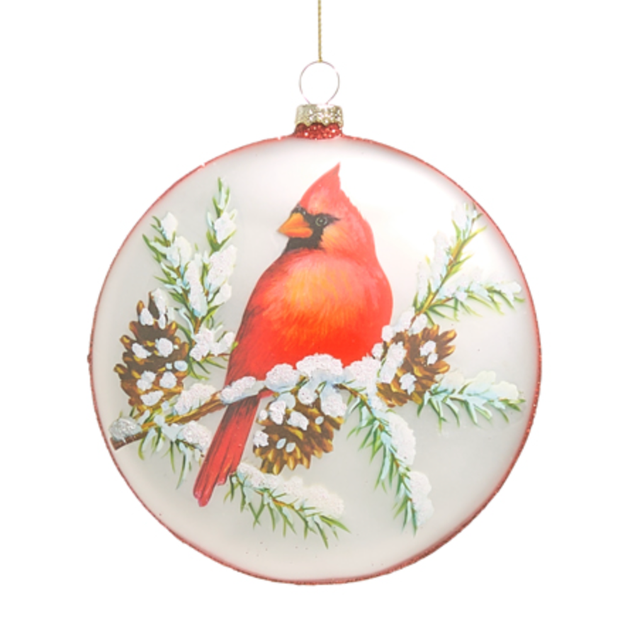 Round Glass Cardinal Ornament