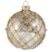 Gold and Silver Lattice Glass Ornament