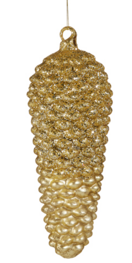 Golden Glitter Pinecone Ornament