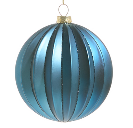 Blue Ribbed Ornament