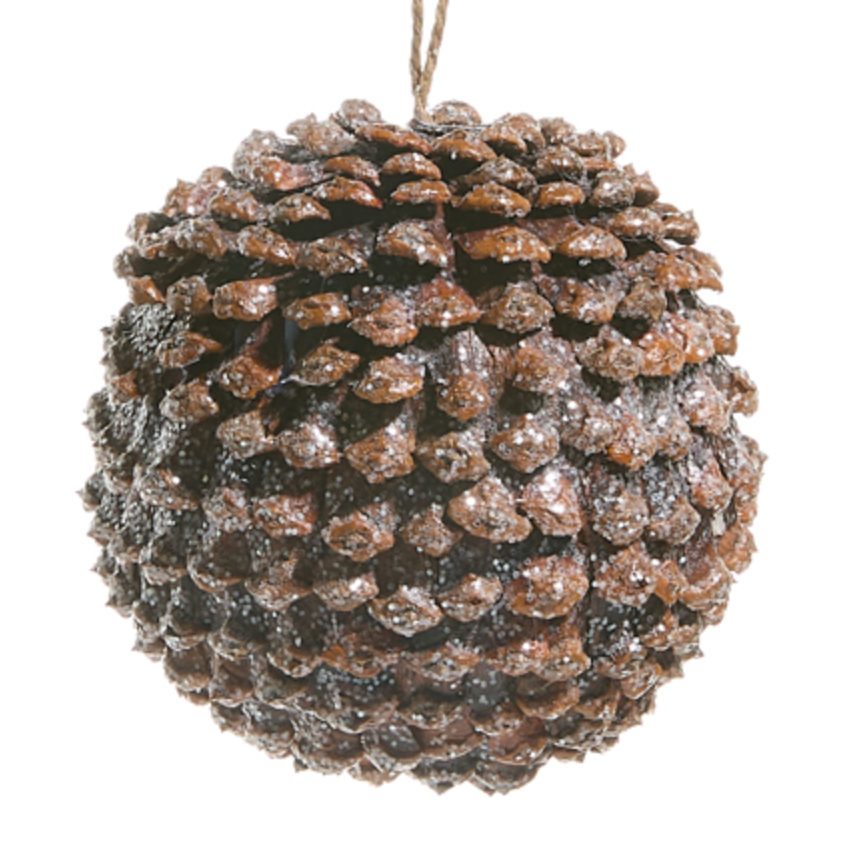Iced Round Pinecone Ornament