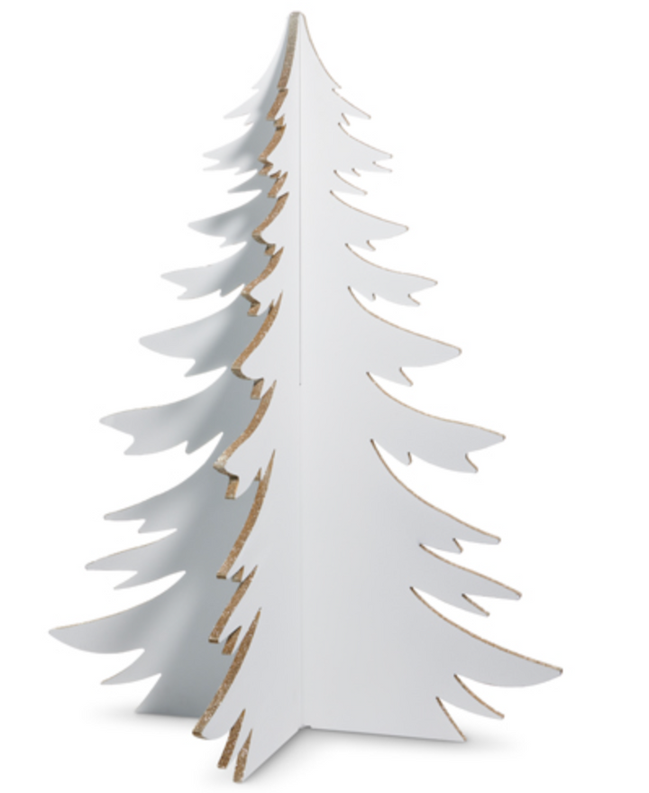 White Silhouette Tree with Gold Glitter