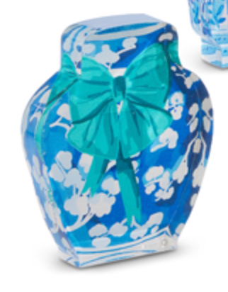 Chinoiserie Holiday Bow Acrylic Blocks