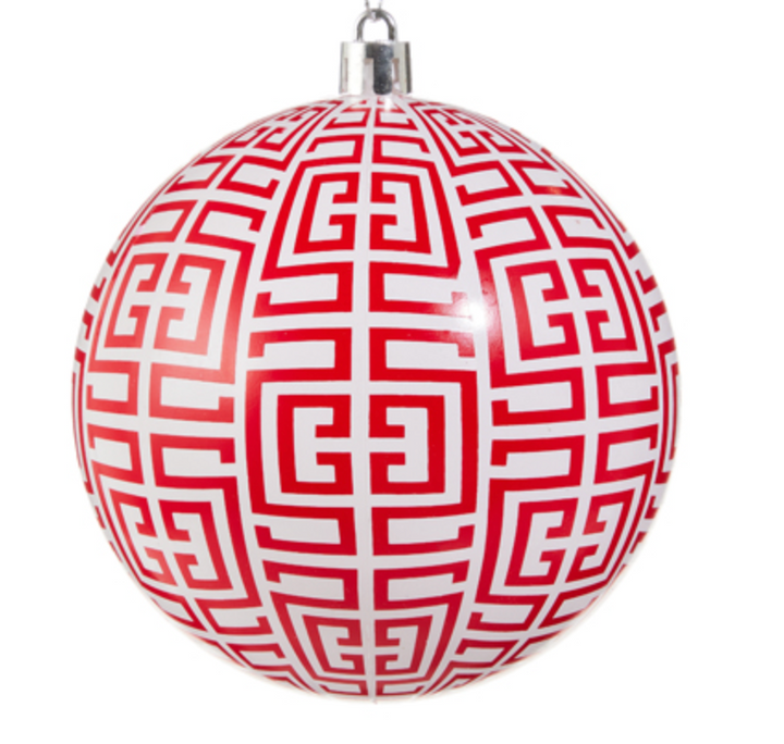 Red Greek Key Ornament