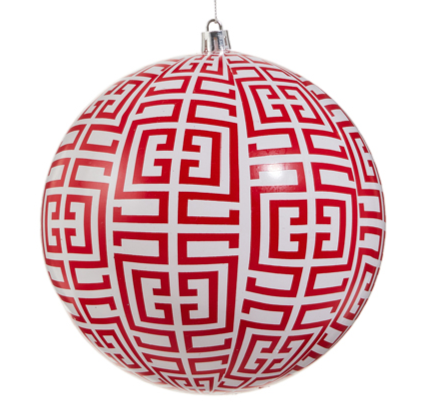 Red Greek Key Ornament