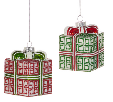 Greek Key Gift Box Ornament