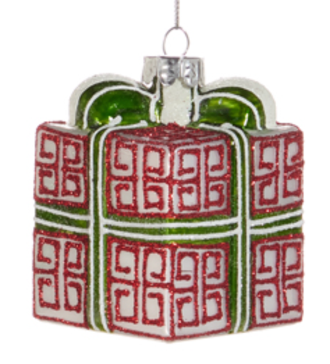 Greek Key Gift Box Ornament