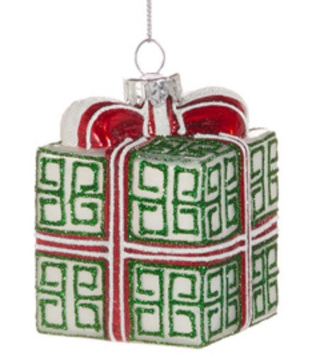 Greek Key Gift Box Ornament