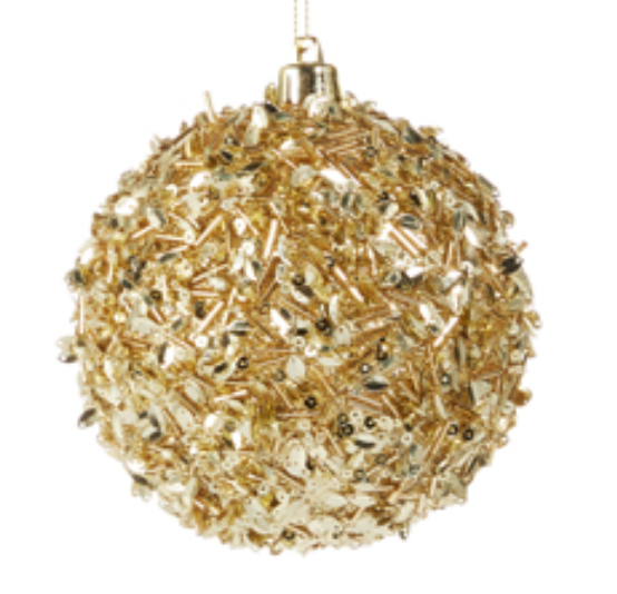 Gold Sequin Beaded Ornament