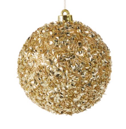 Gold Sequin Beaded Ornament
