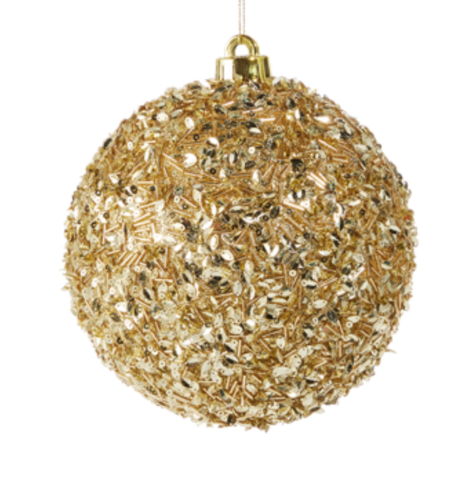 Gold Sequin Beaded Ornament