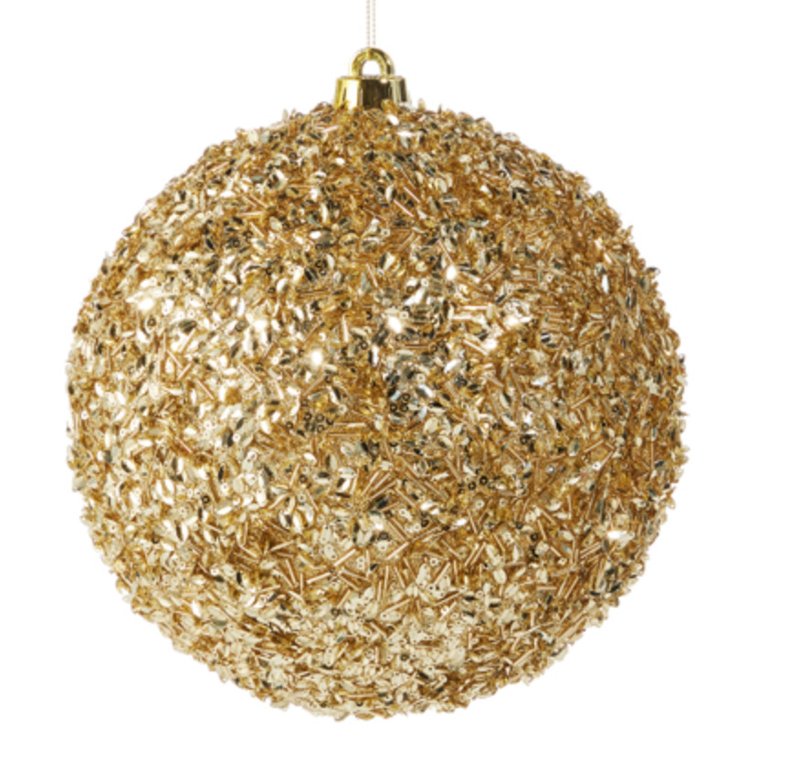 Gold Sequin Beaded Ornament
