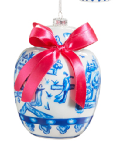 Chinoiserie Jar with Bow Ornament