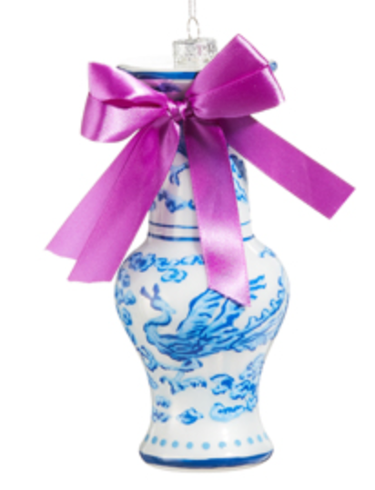 Chinoiserie Jar with Bow Ornament