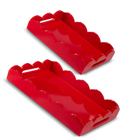 Red Scalloped Tray