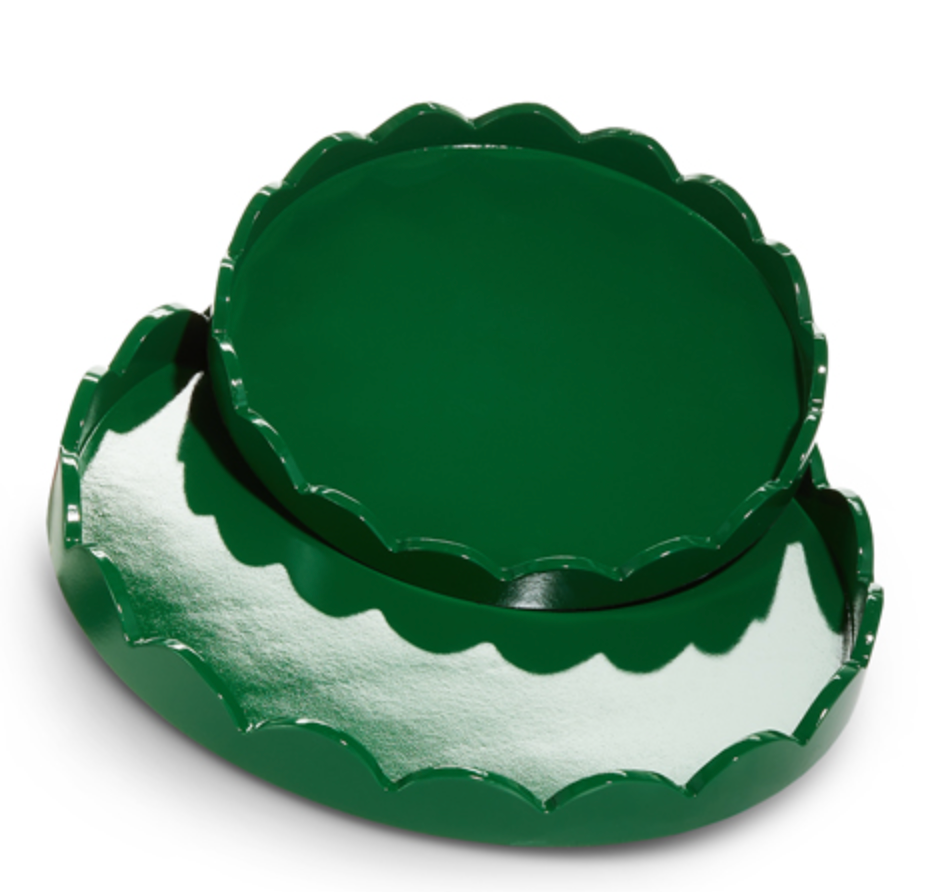 Green Scalloped Tray