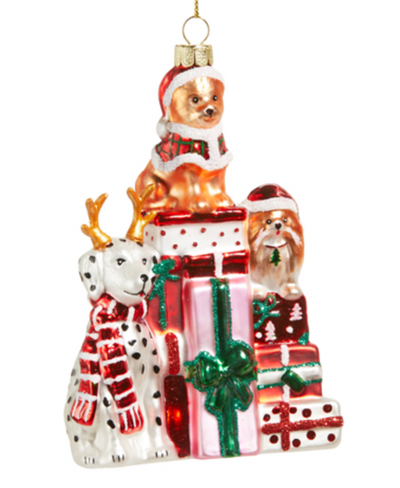 Dogs and Presents Ornament